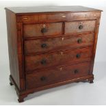 EARLY TWENTIETH CENTURY INLAID MAHOGANY CHEST OF DRAWERS, the moulded oblong top above three oval