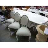 *CHRISTOPHER GUY LARGE MODERN DINING TABLE WITH CREAM HIGH TOP HAVING CARVED SIDES, ON A BASE WITH