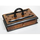 LATE VICTORIAN OAK AND EBONY INKSTAND