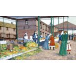 MAGGIE TAYLOR (Twentieth Century) OIL PAINTING ON BOARD 'Bolton old market'  signed, titled verso  6