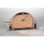 S.E.C., ART DECO ELECTRIC MANTEL CLOCK, the 4" Arabic mirror glazed dial in a dome top case with