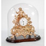 S. MARTI AND CIE, FRENCH EARLY TWENTIETH CENTURY GILT METAL FIGURAL MANTEL CLOCK, under glass