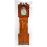 EARLY NINETEENTH CENTURY FIGURED MAHOGANY AND INLAID LONGCASE CLOCK, signed William Buxton, Bishop