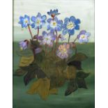 ROSEMARIE LANDIE, GERMAN TWO OIL PAINTINGS ON BOARD Pot of plants and blue flowering plants