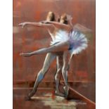 HUTCHINSON (TWENTIETH CENTURY) PASTEL DRAWING ON COLOURED PAPER  Ballet Dancers  signed  25 1/4" x