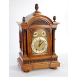 WINTERHALTER & HOFMEIER, IMPRESSIVE LATE NINETEENTH CENTURY OAK CASED MANTEL CLOCK, retailed by