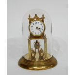 PROBABLY GERMAN TWENTIETH CENTURY GILT BRASS ANNIVERSARY CLOCK, the 2 3/4" enamelled Arabic dial,