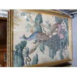 FOUR PICTORIAL TAPESTRIES, ALL IN GILT FRAMES (ONE GLASS A.F.)