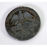 PERIOD THIRD REICH CIRCULAR AGRICULTURAL AWARD MEDALLION for the Blut and Boden Organisation, with