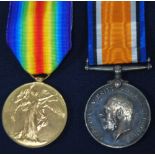 TWO WORLD WAR I SERVICE MEDALS WITH RIBBONS, viz 1914/18 War Medal and gilt Victory Medal with