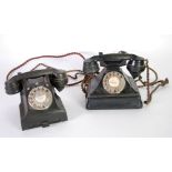 GEC MID TWENTIETH CENTURY BLACK BAKELITE CRADLE TELEPHONE, with chromed metal dial, Worcester