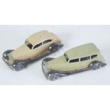 DINKY TOYS DIE CAST ROLLS ROYCE SALOON No. 306 with open chassis and ridged parts, fawn and black,