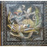 A NEAR PAIR OF TWENTIETH CENTURY INDO-PERSIAN HAND WORKED FABRIC PANELS, depicting Hindu Gods/