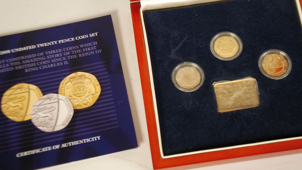 LONDON MINT OFFICE 'THE 2008 UNDATED TWENTY PENCE COIN SET' including undated twenty pence and two