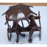 GUIDO RIGHETT (1875-1958) A CHARMING PATINATED BRONZE STUDY OF TWO STYLISED FROGS chatting on a