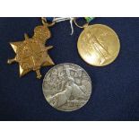 TWO WORLD WAR I SERVICE MEDALS awarded to 2162 Pte A. J. Johnson, Warwick Yeo, viz 1914 - 15 star