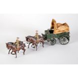 BRITAINS CIRCA 1931 DIE CAST MILITARY HORSE DRAWN COVERED HOSPITAL WAGON, drawn by two pairs of