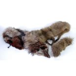 PRE-WAR WHOLE SILVER FOX FUR STOLE with simulated tortoiseshell clip, ANOTHER FOX FUR STOLE and a