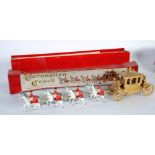 LESNEY BOXED LARGE SCALE DIE CAST CORONATION COACH, gilt and colour painted, complete, 15" (58cm)