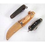 EARLY 20th CENTURY TWO BLADED CLASP KNIFE the black chequered composition grip impressed 'B4 - any',
