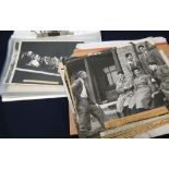 APPROX FIFTY TWO LATE 1940's BLACK AND WHITE PRESS PHOTOGRAPHS, MANY AUTOGRAPHED AND RELATING TO