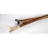 WALKING STICK with antler handle and FIVE OTHERS (6)