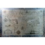 ROYAL GEOGRAPHICAL SOCIETY SILVER MAP OF THE WORLD, designed by Robin Jacques, 15" x 22 1/2" (38cm x