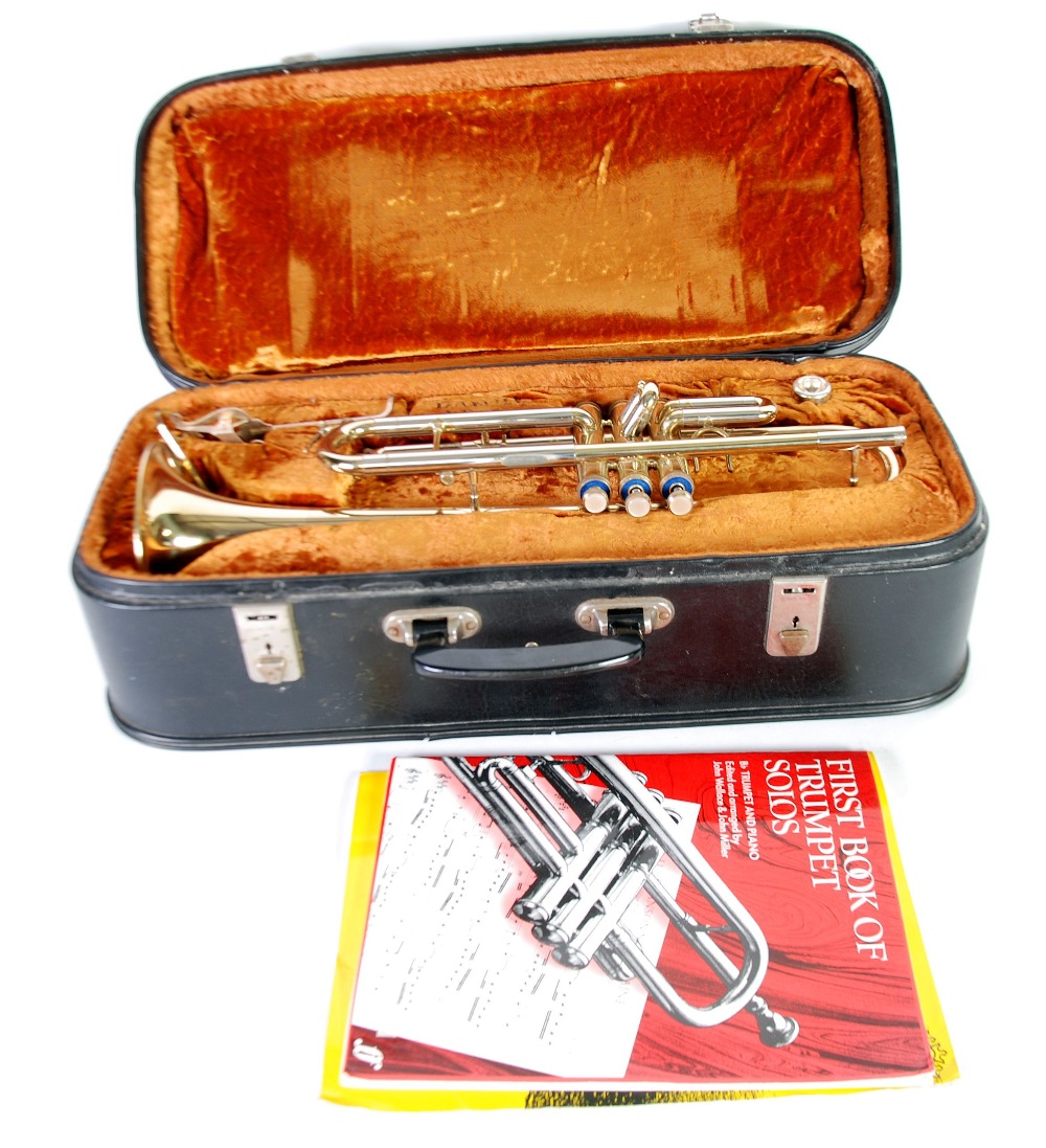 A CASED 'CORTON' TRUMPET