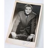 PETER SELLERS SIGNED BLACK AND WHITE THREE QUARTER LENGTH PORTRAIT PHOTOGRAPH postcard size depicted