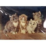 CRYSTOLEUM OF FOUR KITTENS, in pierced gilt gesso frame, the image, 7 1/2" x 10 1/4" (19.1cm x 26cm)