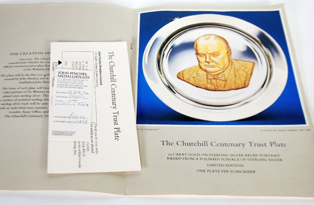 JOHN PINCHES LTD. FOR THE CHURCHILL CENTENARY TRUST; A 24ct GOLD ON HALLMARKED STERLING SILVER