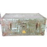 UNITED STATES WORLD WAR II PAINTED WOOD AND METAL MILITARY TRUNK inscribed to Jack Bartlett 0-359127