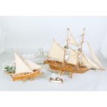 Five modern scratch build ship models from Mauritius and China in wood and aluminium respectively (