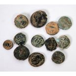 FOUR PROBABLY PORCIUS FESTUS, PROCURATOR OF JUDEA 59 - 62 A.D. SMALL BRONZE COINS, the reverse of