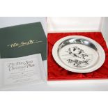 JOHN PINCHES LTD. 'THE PETER SCOTT' CHRISTMAS PLATE 1974, the hallmarked sterling silver plate