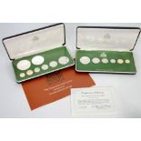 A 1976 COINAGE OF GUYANA, SIX COIN PROOF SET, 1 cent to 1 dollar, mounted by the Franklin Mint, in