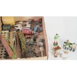 COLLECTION OF BRITAINS AND OTHER FARM ANIMALS ETC includes farmer and wife in seated pose, bee hive,