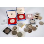 TWO ROYAL MINT SILVER PROOF QUEEN ELIZABETH II JUBILEE CROWNS 1977, in plush lined box with