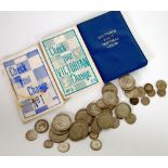 SELECTION OF MAINLY GEORGE V SILVER COINAGE UP TO HALF CROWNS includes half crowns x 5 , florins x