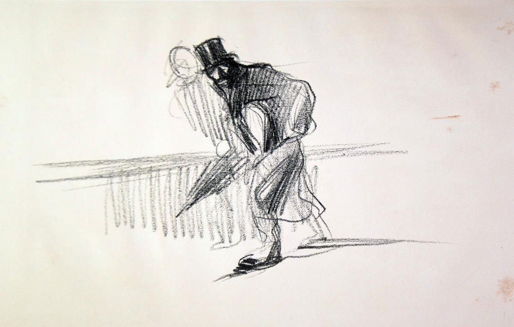 JEAN LOUIS FORAIN LITHOGRAPH OF A CHARCOAL DRAWING 'Homme d' Affaires' Attributed and titled to