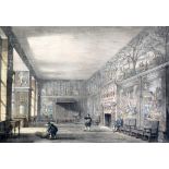 SET OF FOUR BLACK AND WHITE PRINTS Interior scenes from Old Halls in Cheshire and Derbyshire and a