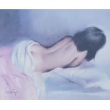 DOMINGO PAIR OF ARTIST SIGNED LIMITED EDITION COLOUR PRINTS Semi naked female figure 'Carla
