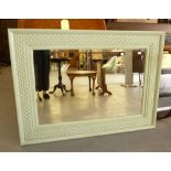 MODERN GREEN PAINTED BEVEL EDGED LARGE OBLONG WALL MIRROR