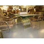 A STYLISH MODERN PIEFF DINING ROOM SUITE OF TABLE AND SIX ELEGANZA CHAIRS WITH LABEL VERSO PIEFF,