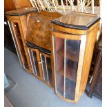 A FIGURED WALNUT SIDE-BY-SIDE BUREAU BOOKCASE