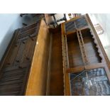 JACOBEAN STYLE OAK WELSH DRESSER, THE RAISED BACK HAVING TWO GALLERIED PLATE RACKS, FLANKED BY TWO