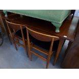 TEAK OBLONG DINING TABLE ON TAPERING LEGS AND THE SET OF FOUR DINING CHAIRS, ENSUITE (5)