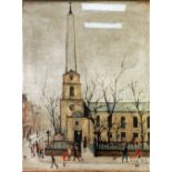 •LAURENCE STEPHEN LOWRY (1887 - 1976) ARTIST SIGNED COLOUR PRINT 'St. Luke's, London' An edition