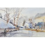 •GORDON RADFORD WATERCOLOUR DRAWING 'Wool Road, Huddersfield Canal' Signed lower left, inscribed