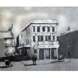 HAROLD RILEY (b.1934) ARTIST MONOCHROME PRINT 'Salford Hippodrome' Faintly Signed 7 1/2" x 9" (